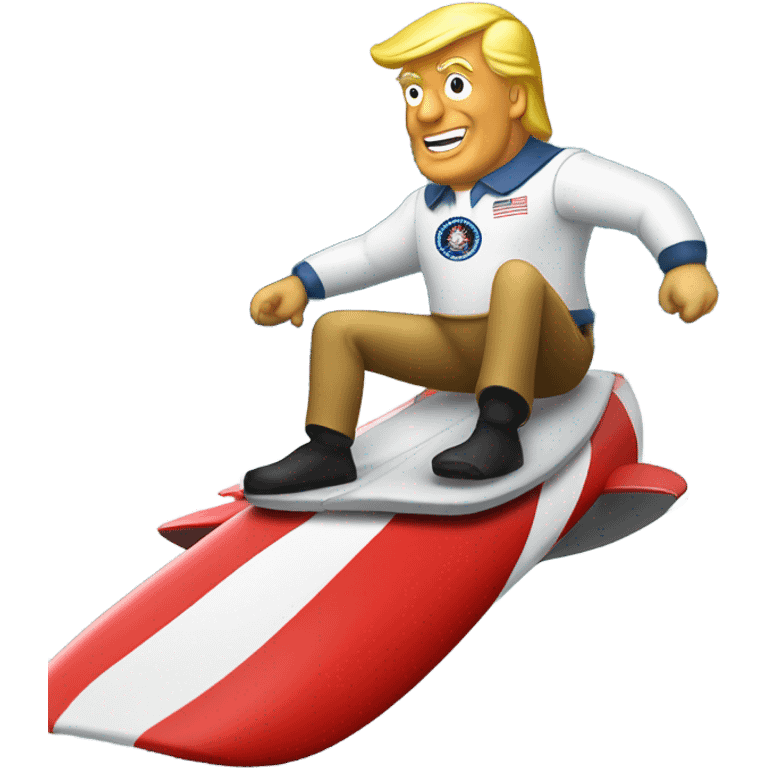 Donald j trump surfing on a rocket emoji