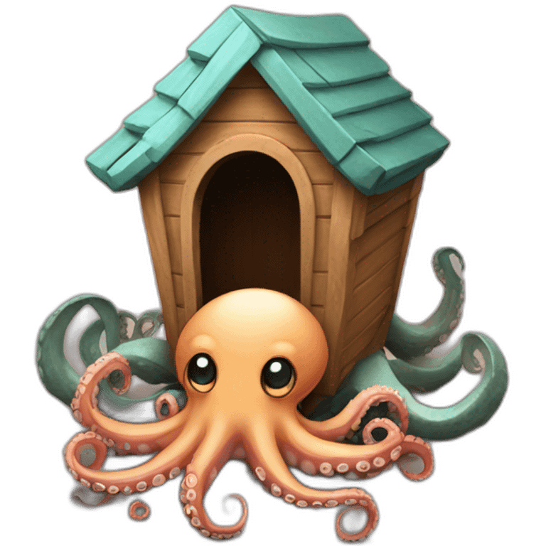 A octopus with a doghouse around it emoji