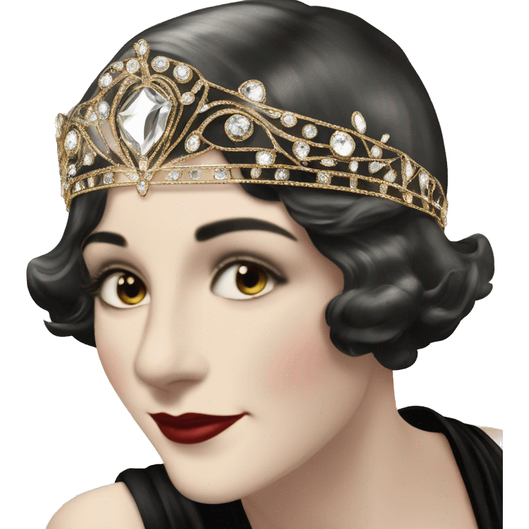 art deco 1920's tiara gold crystals emoji