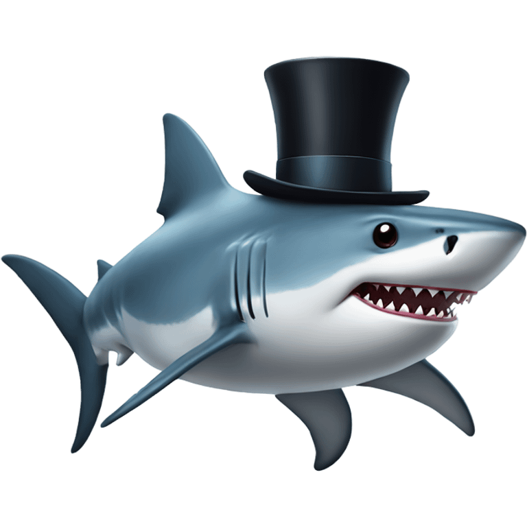 Shark with a top hat emoji