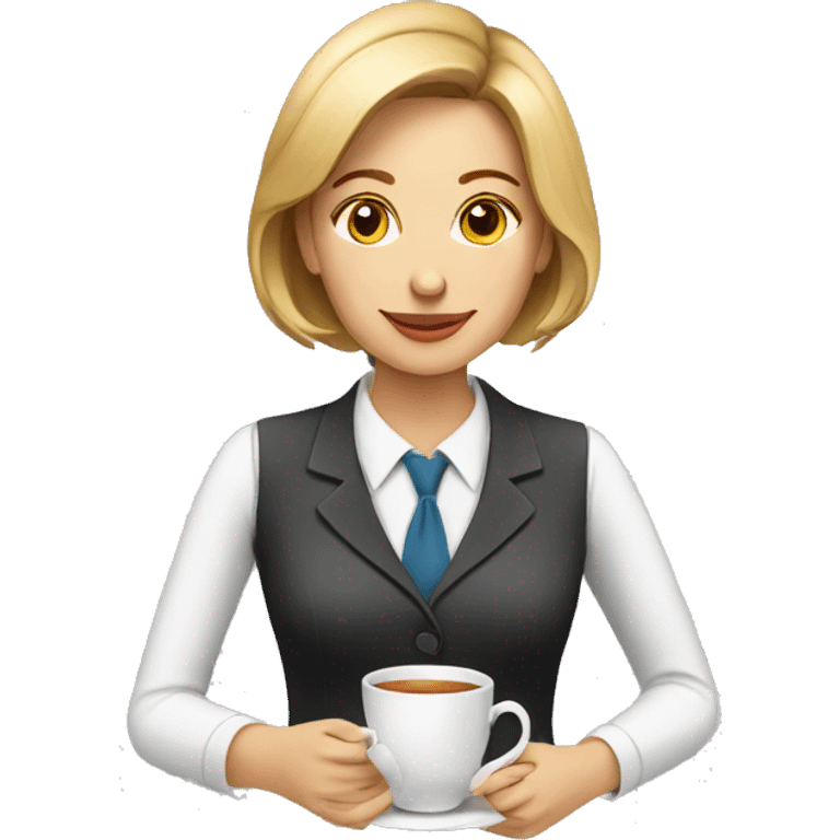 business woman drinking tea emoji