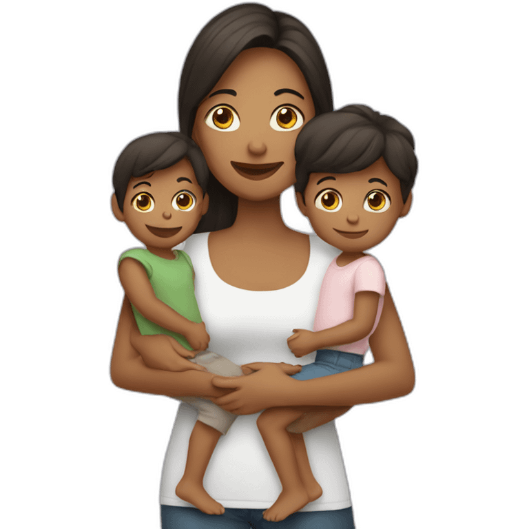 a  mother her 2 children emoji