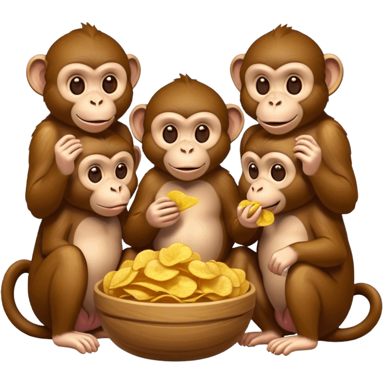 4 monkeys eating chips emoji