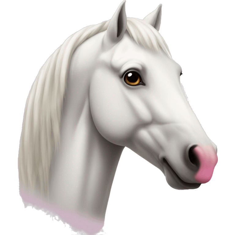 white horse with pink nose emoji