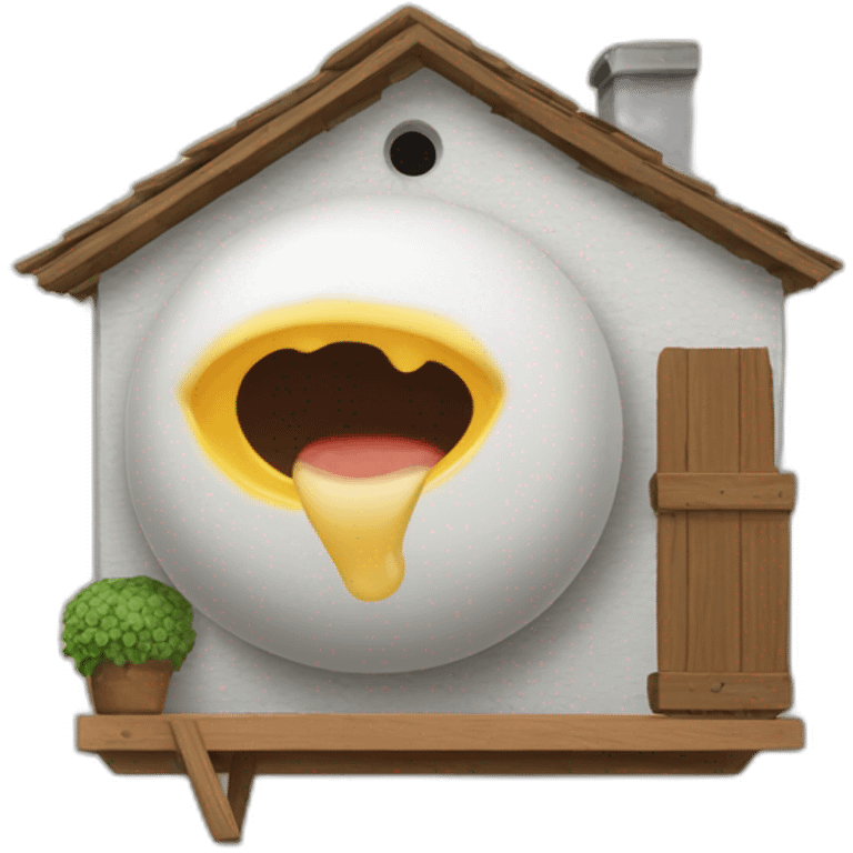 Une mange sur une maison emoji