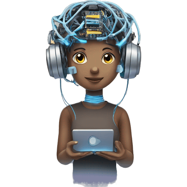 Balancing mind and technology a girl with technical concept  emoji