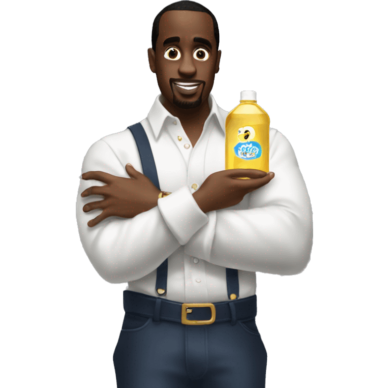 P Diddy Holding a big bottle of baby oil emoji