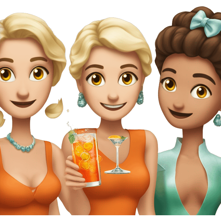 drei schöne Meerjungfrauen trinken aperol spritz emoji