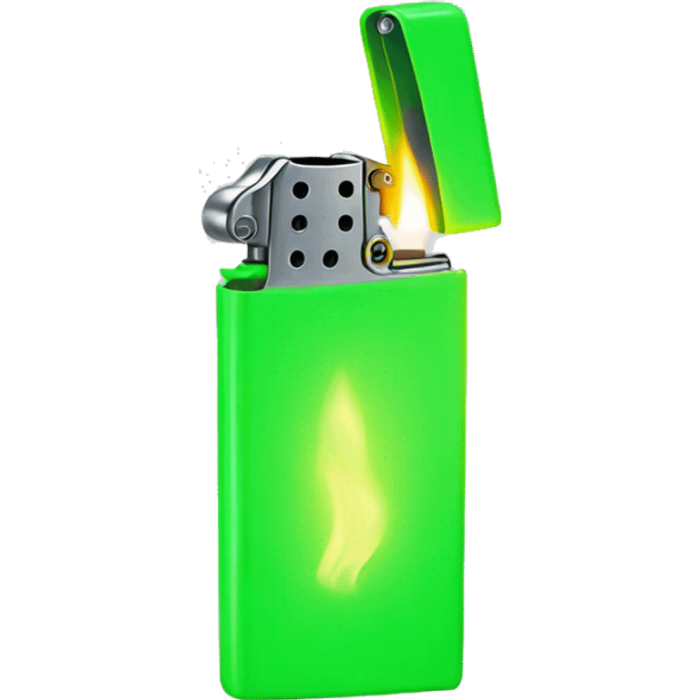 A neon green lighter emoji