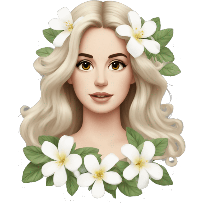 Lana Del Rey Con Flores blancas en el pelo emoji