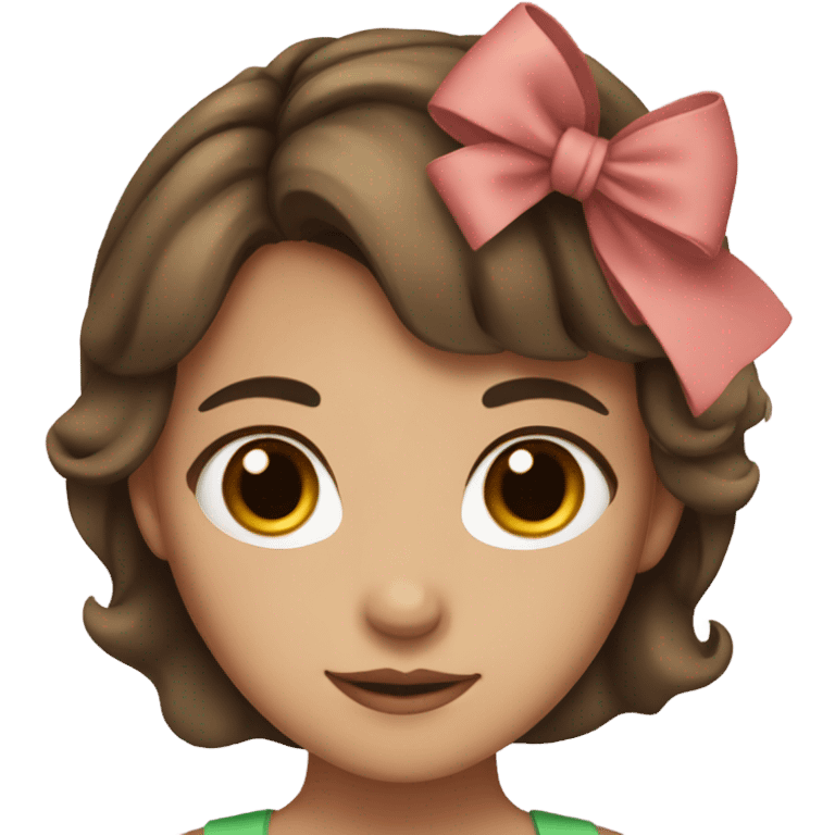 girl with brown hair brown eyes and bow in hair emoji