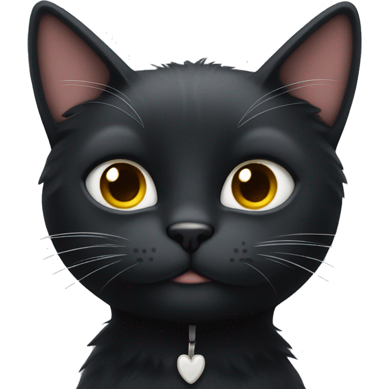 black cat with white hair on chest emoji