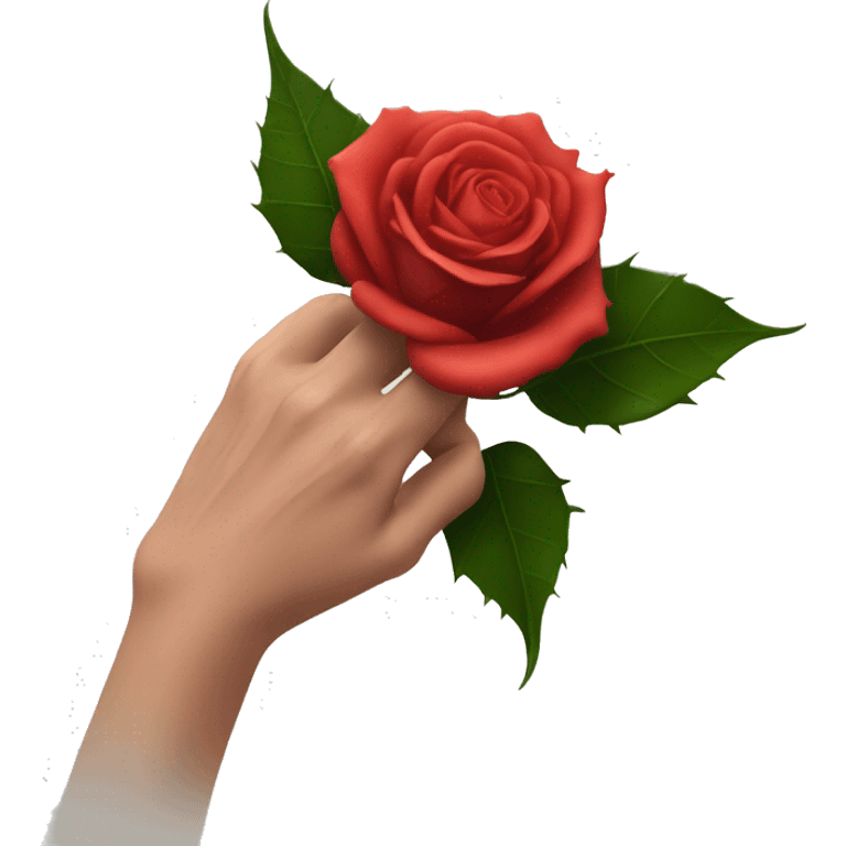 An image of a hand with a large rose thorn stuck in the skin, causing a slight distortion around the wound emoji