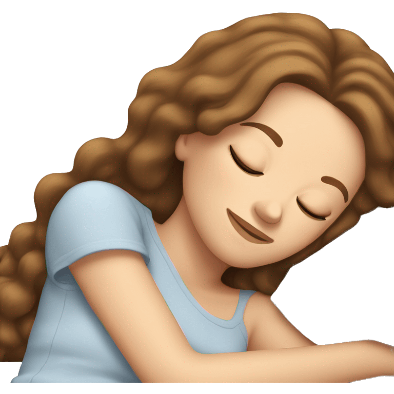 white girl sleeping with brown hair emoji