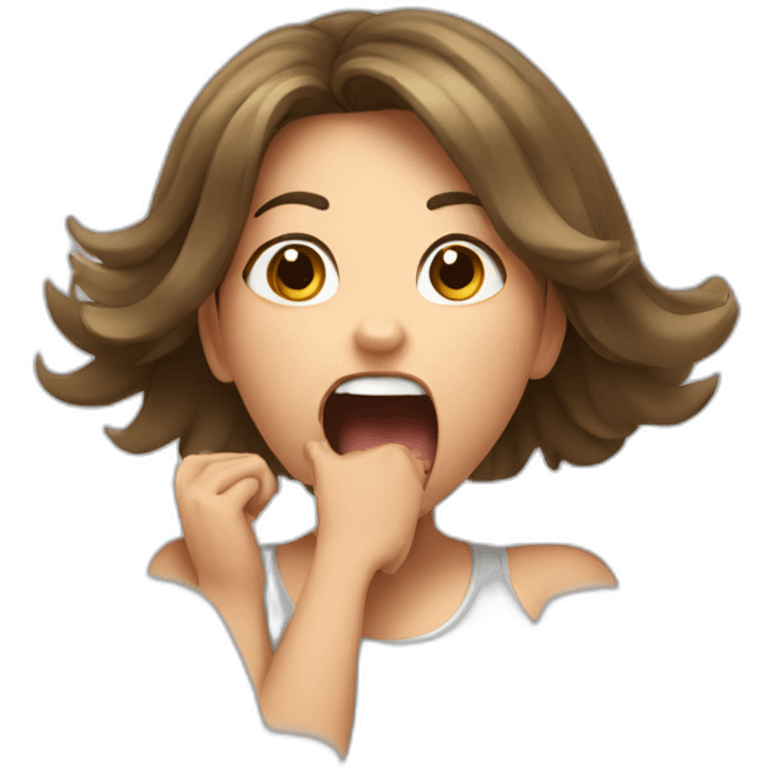 Girl opening mouth and stretching toung out emoji