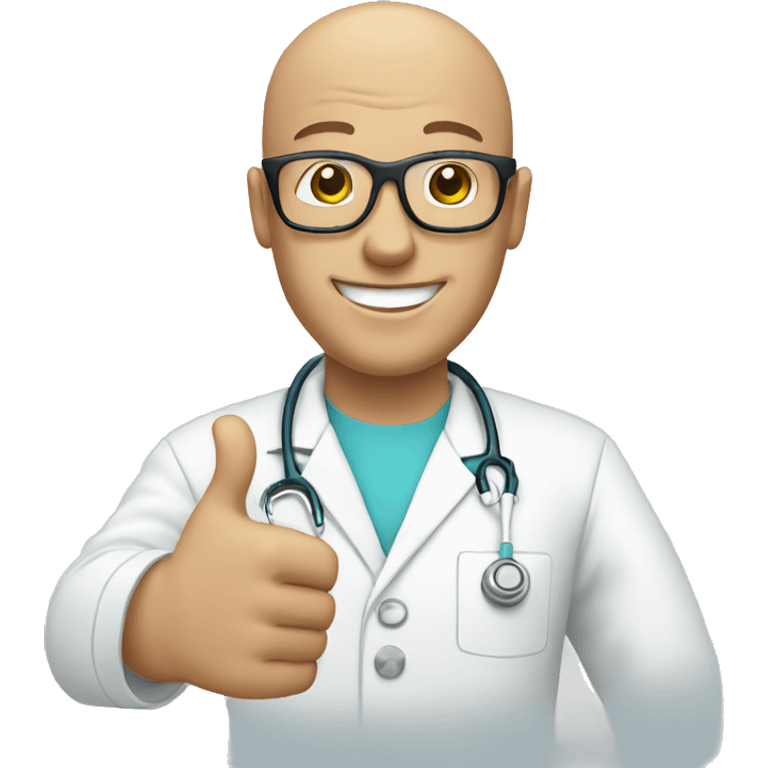 Bald male Nurse wearing white glasses giving thumbs up emoji