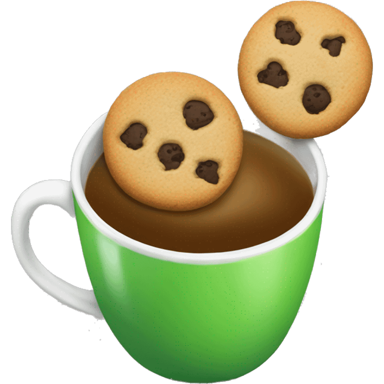 a cup of hot green tee with cookies  emoji