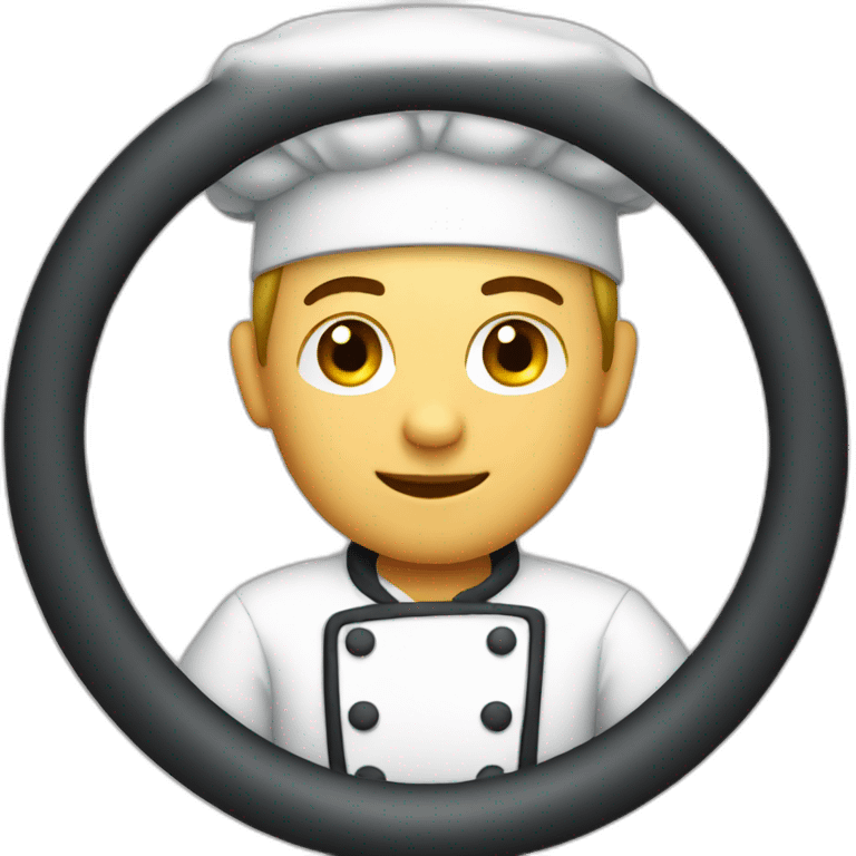 Chef with a steering wheel in front emoji