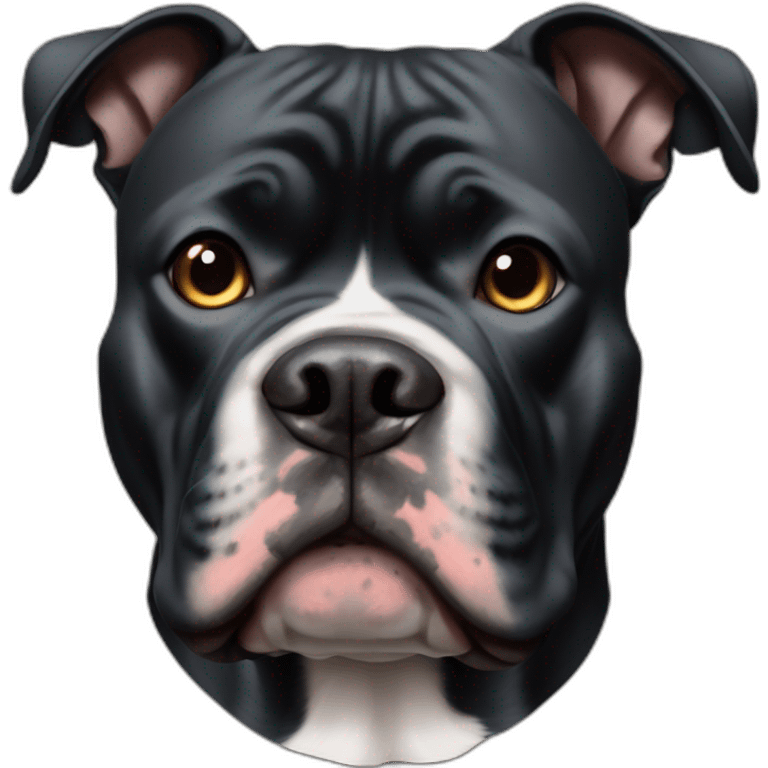 All Black American bully with cropped ears emoji