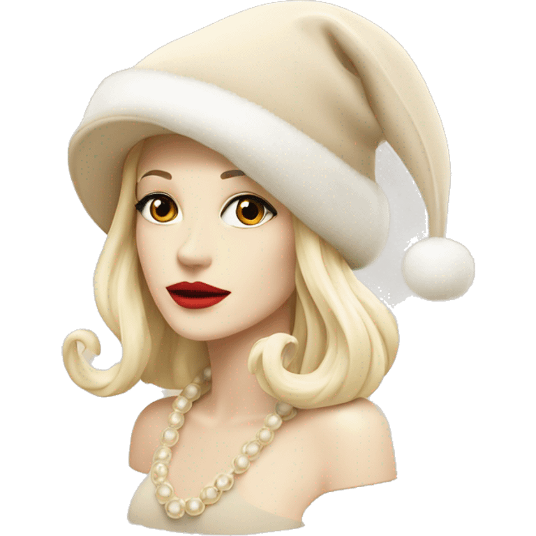 Chanel logo Santa hat beige emoji