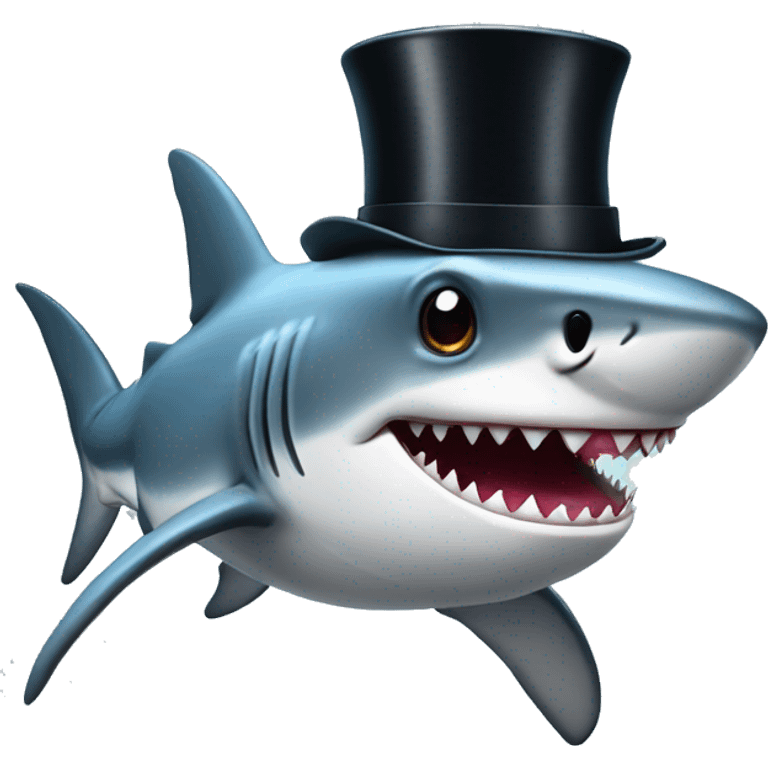 Shark with a top hat emoji