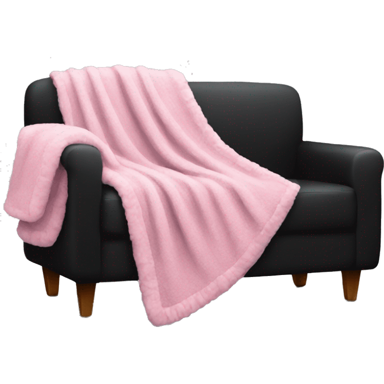 Pink cozy blanket on a black sofa  emoji