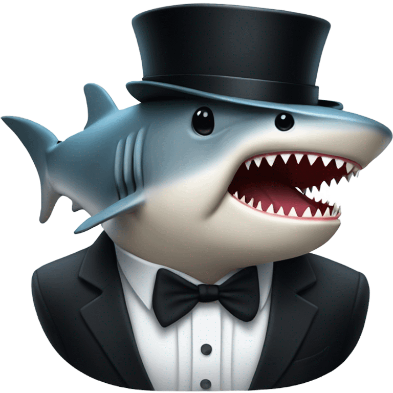 Shark with a top hat emoji