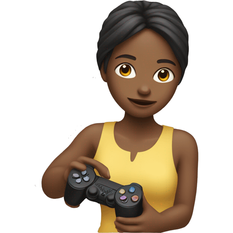 Fille qui joue a a Playstation avec des chips
 emoji