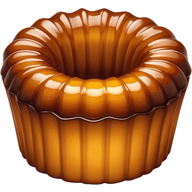 Cinematic rich cannelé, dark caramelized crust with a soft, custard-like interior, glossy finish, warm golden hues, elegant and indulgent. emoji