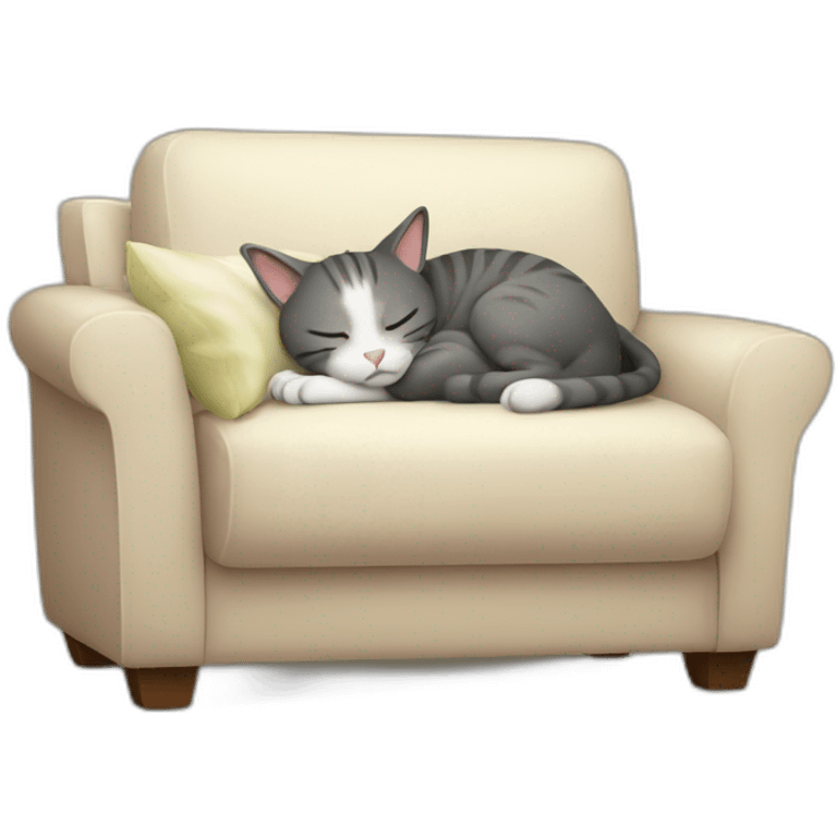 cat sleeping TV in sofa emoji