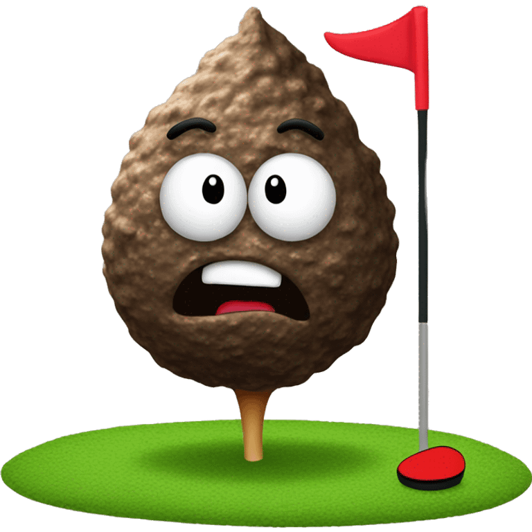 Turd playing golf emoji