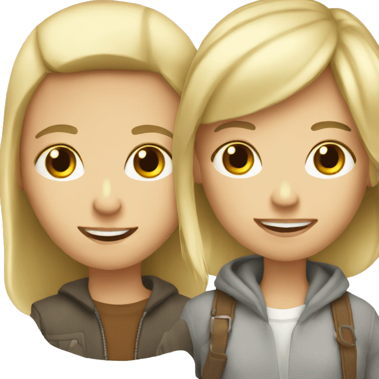 blonde boy and brunette girl emoji