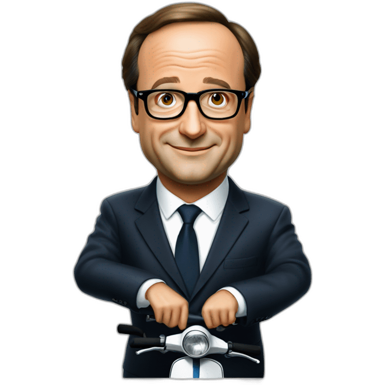 François Hollande sous un scooter emoji