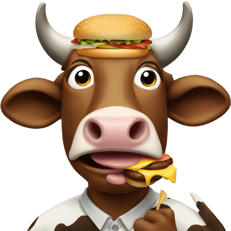 Cow man eating burger emoji