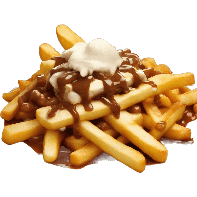 “Quebec poutine with crispy fries, melted white cheese curds, and rich brown gravy.” emoji