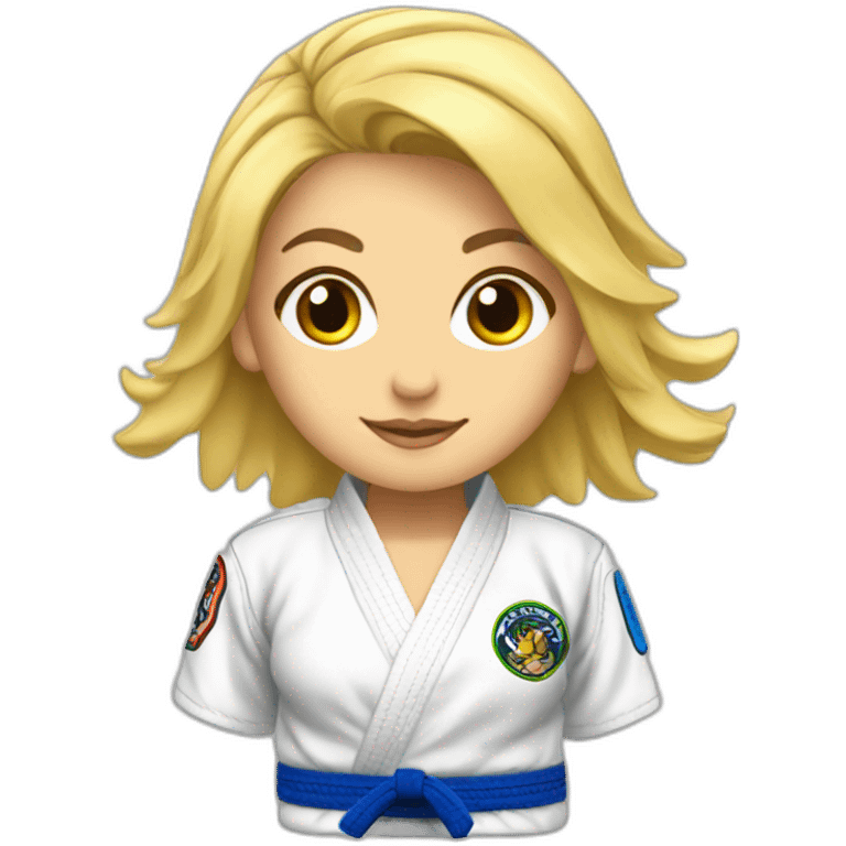 Beautiful blonde woman angel wearing Jiu-Jitsu BJJ gi emoji