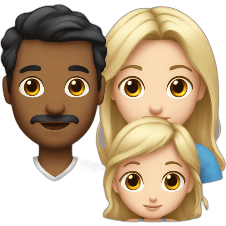 bronde mum, black haired dad, blonde daughter, black haired newborn boy emoji