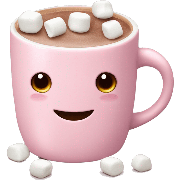 Light Pink mug of hot chocolate with marshmallows  emoji