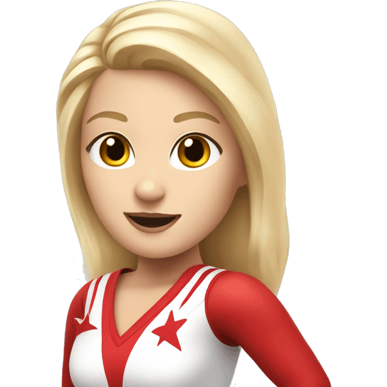 White Cheerleader with Blonde Hair in a red and White Cheerleading Uniform  emoji