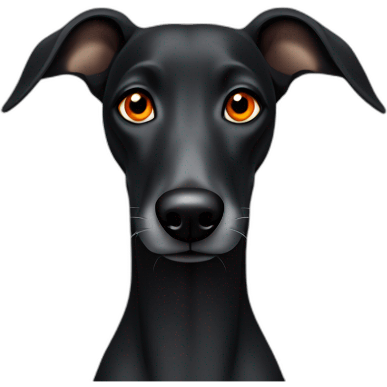 All black greyhound with orange eyes emoji