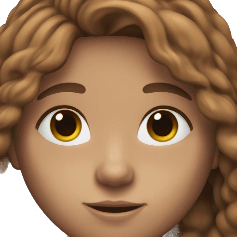 person with long brown hair, blue eyes, freckles, and light skin emoji