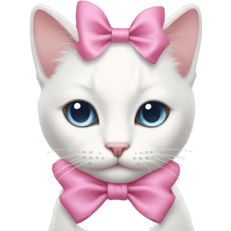 White cat with pink bow emoji