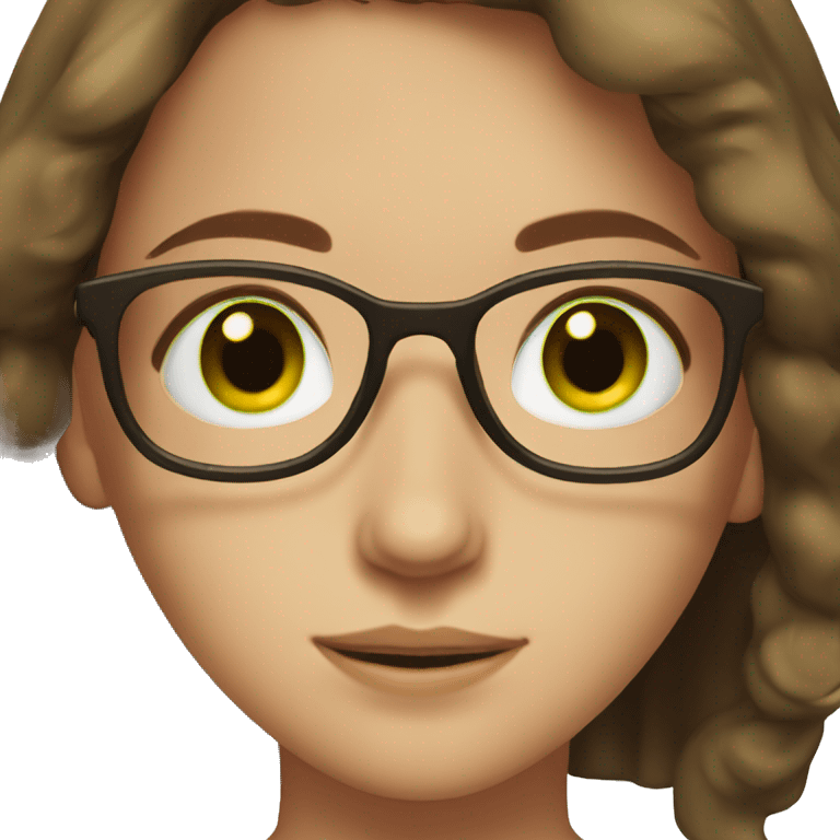 Girl with glasses and brown hair and green eyes emoji