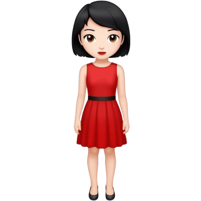 A girl with black short hair and wearing a red dress emoji