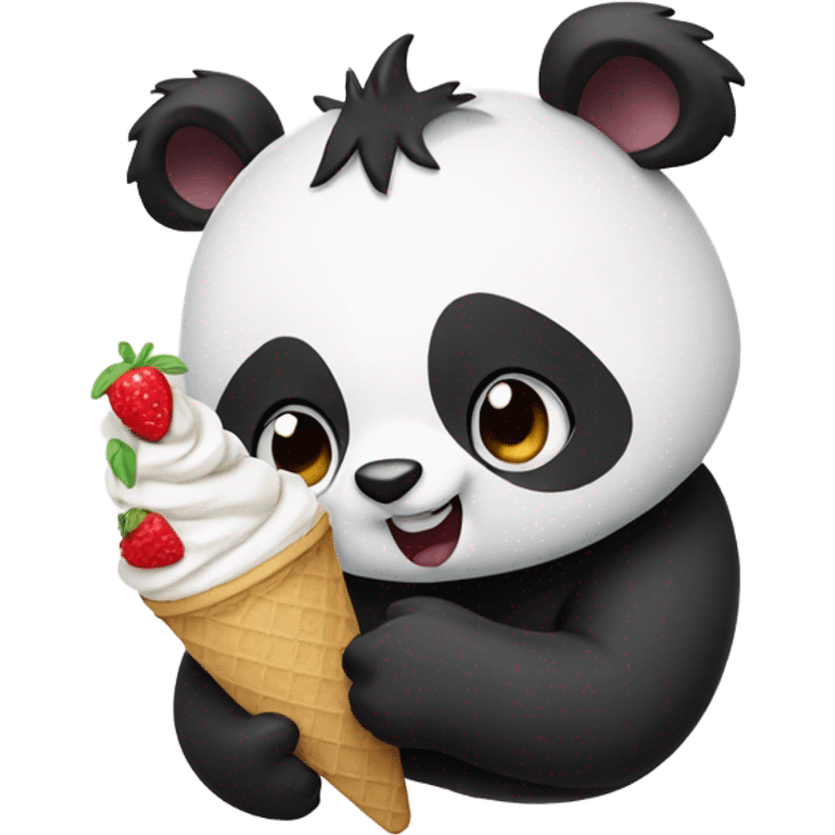 Panda eating ice cream emoji