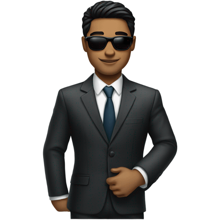 Young white woth black hair businessman wearing sunglasses and a suit emoji