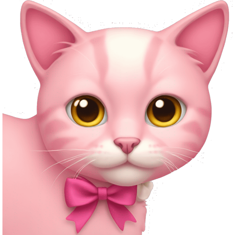 pink cat with a bow  emoji