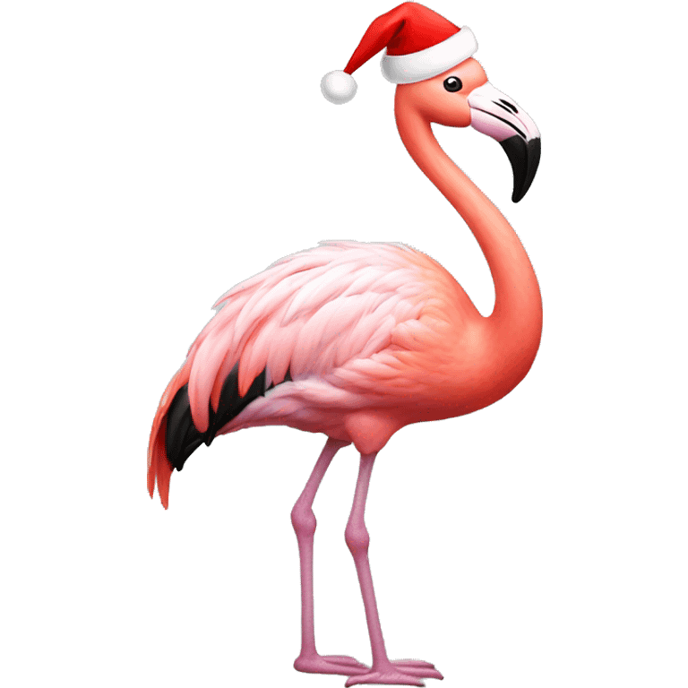 Flamingo wearing Santa hat emoji