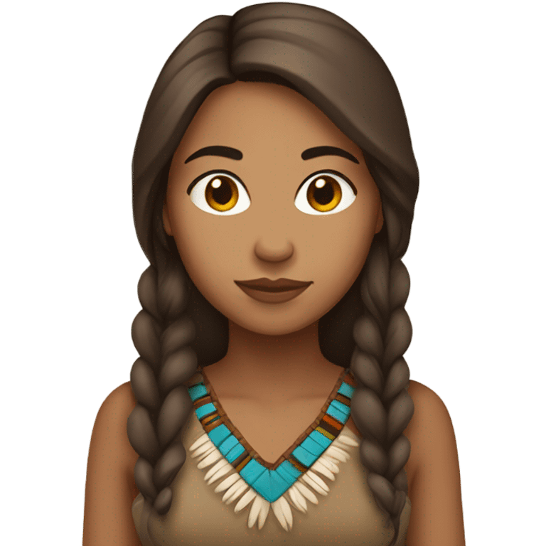 Indigenous woman long brown hair emoji