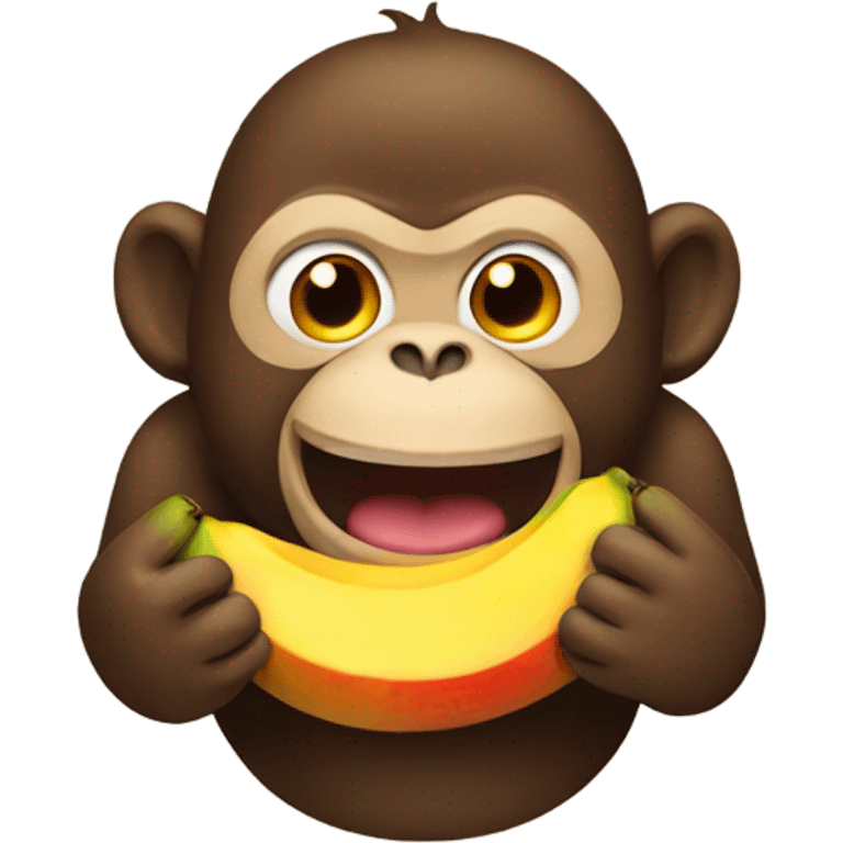 Fat monkey with mango in mouth  emoji